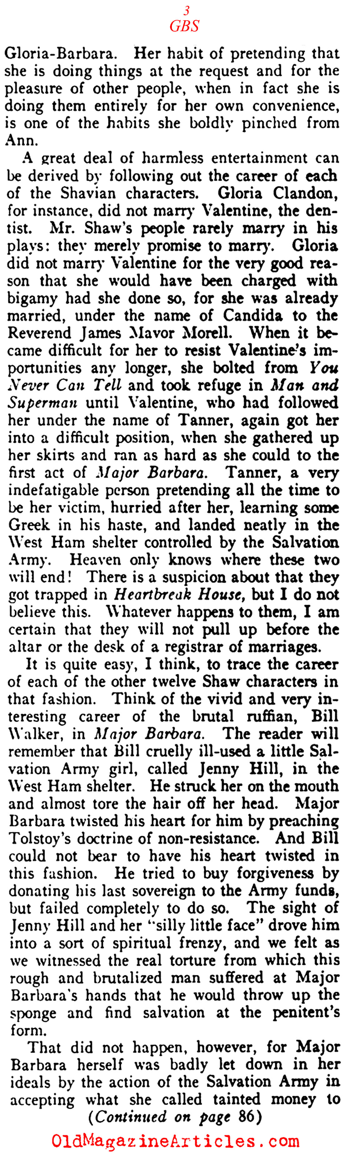 George Bernard Shaw and Literary Recycling (Vanity Fair, 1921)